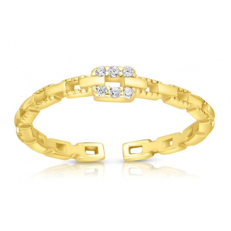 טבעת מתכווננת מכסף סטרלינג עם קישורי זירקונים M... | טבעות יהודיות